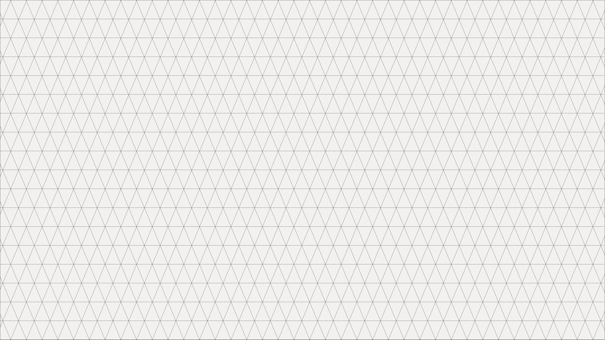 The underlying brand grid, a full field of equilateral triangles in fine grey line on off-white